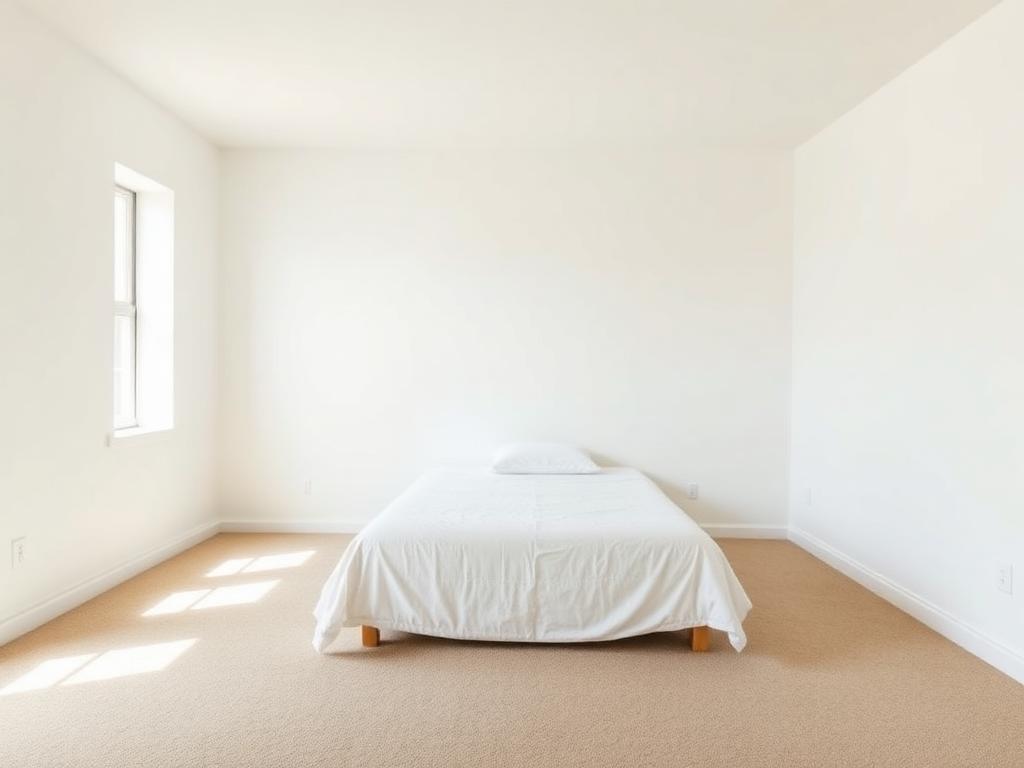 Plain white bedroom with no styling